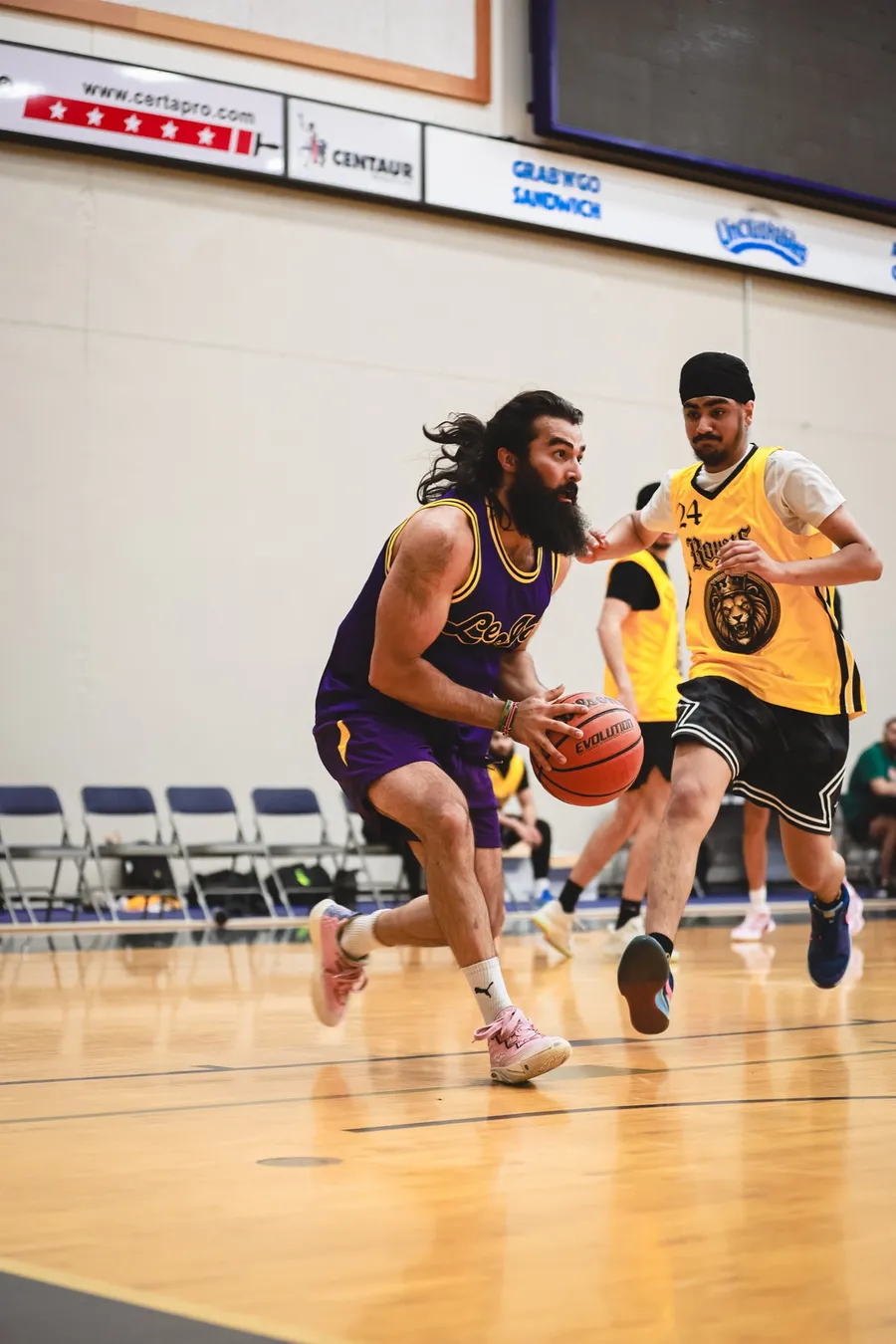 Coach Khush driving to the rim in a game